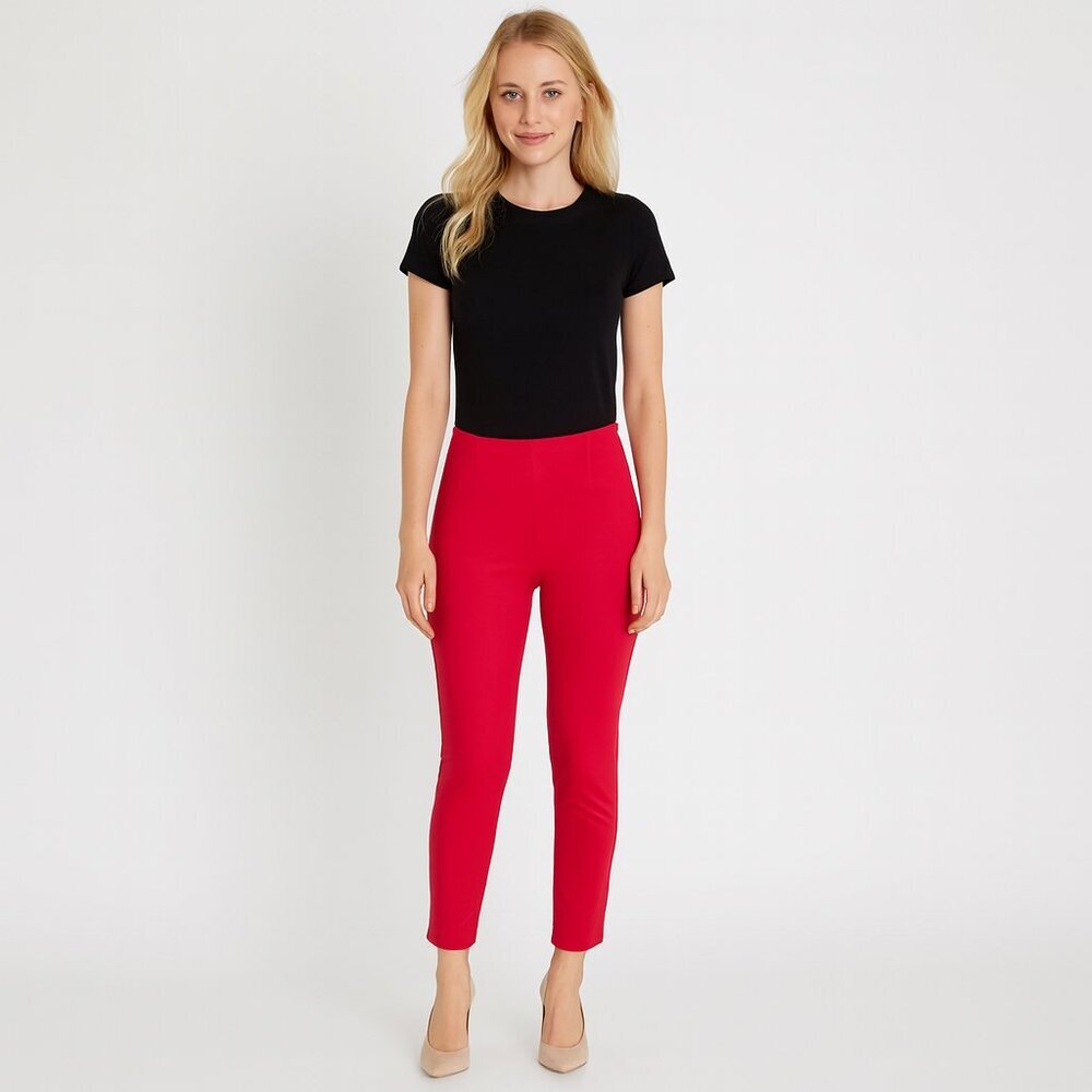 Eric Signature Red Slim Fit Side Zip Pants Sz 6 | Vented Hem | Faux Pockets | 28